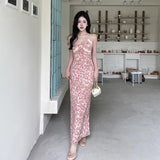 Women Dresses Spring Long Skirt Slim Floral Strap Dress (Csm202403)