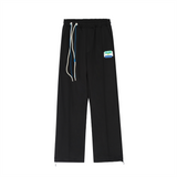 Men Sweatpants Straight Long Sports Pants Loose and Simple Casual Sports Wide-Leg Pants