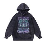 Men Hoodie Autumn and Winter Skull Printing plus Velvet Distressed Casual Hooded Sweater for Men and Women