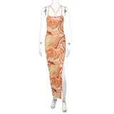 Women Dresses Summer Slim Fit Sexy Backless Slit Sling Dress