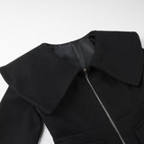 Women Tops Spring/Summer Lapel Zipper V-neck Short Coat Solid Color Top