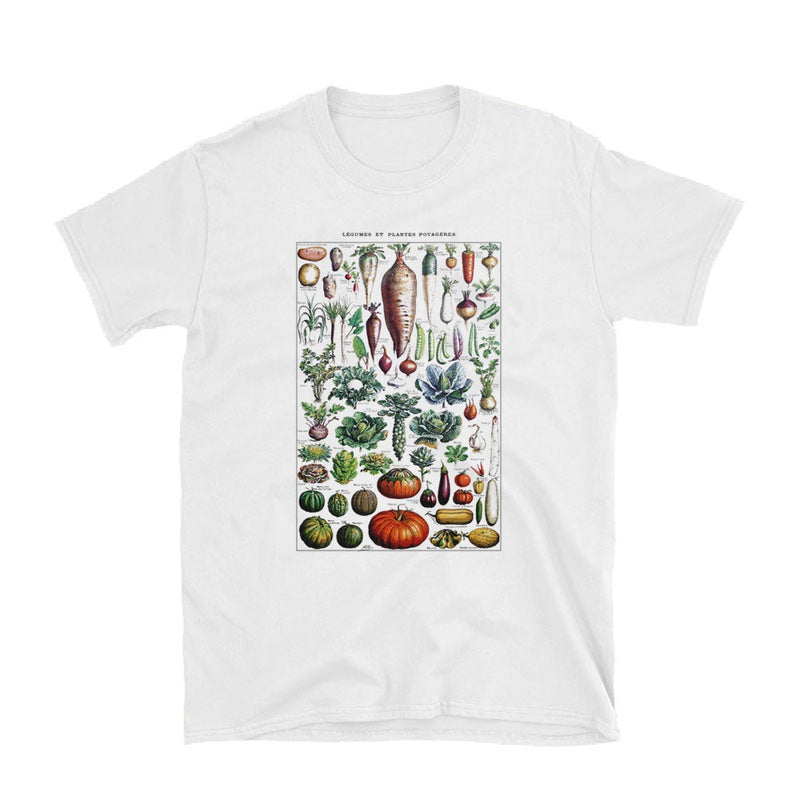Casual Floral Print Top Vintage Vegetable Illustration