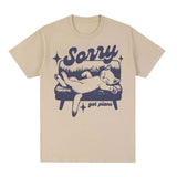 Sorry Got Plans Retro Graphic T Shirts Nostalgia Cat Tops