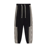 Men Sweatpants Sports Pants Men Loose Casual Trousers Striped Elastic Waist Ankle-Tied Sweatpants