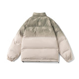 Unisex Winter Cotton Coat Gradient Color Embroidered Logo Stand-up Collar Cotton-Padded Clothes Vintage Loose Cotton Coat