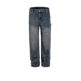 MIJKO Men's Vintage Pants MIJKO Men's Women's Decorative Trousers Straight Washed Jeans