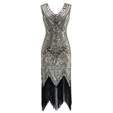 Flappers 1920S Dress Sequined Dress plus Size Tassel V-neck Evening Gown