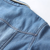 Women Jacket Autumn and Winter Loose Vintage Fleece-Lined Denim Shirt