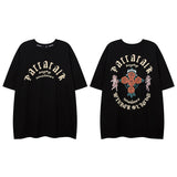 Men T Shirt Floral Print Vintage Retro Couple Short Sleeve T-shirt Men and Women Hip Hop