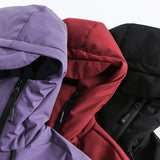 Unisex Winter Cotton Coat Pocket Decorative Hooded down Jacket Vintage Oblique Zipper down Jacket