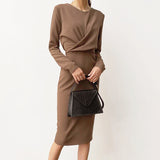 Women Dress Autumn and Winter Chiffon Dress Hip Skirt