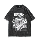 Washed vintage short-sleeved T-shirt high street top