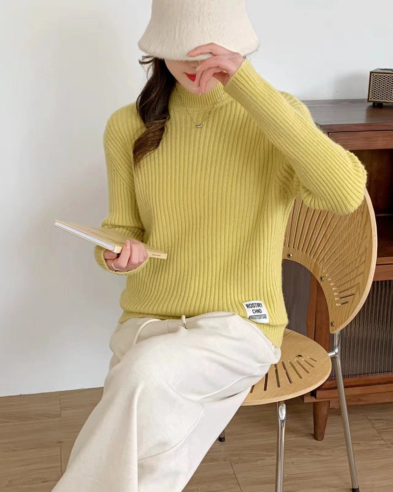 Women Knitted Pullover Turtleneck Autumn Winter Sweater Casual Loose Top