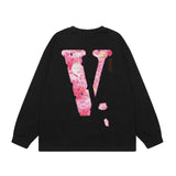 Vlone Sweatshirts Autumn and Winter Cherry Blossom Big V Letter Crew Neck
