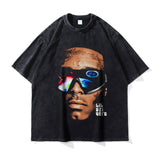 Asap Rocky T Shirts Washed Vintage Hip Hop Short Sleeve Print