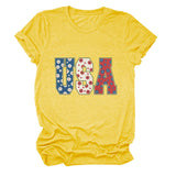 T-shirt usa flower print personalized short-sleeved top