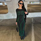 Women Dresses Winter Backless Slim Fit round-Neck Long-Sleeved Dress