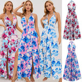 Women Date Dress Sexy V-neck Strap Slit Dress
