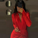 Women Jumpsuit Spring Sexy V-neck Slim-Fit Long Sleeve Jumpsuit