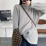 Women Knitted Pullover Turtleneck Autumn and Winter Loose Knitwear Top