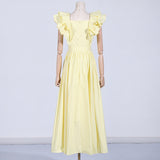 Women Dresses Spring V-neck Dress Long Dress (Qymy0409)