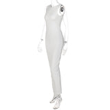 Women Dresses Spring Sexy Backless Slim Fit round Neck Sleeveless Split Dress