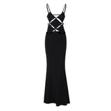 Women Dresses Summer Sexy Solid Color Slim Fit Backless Sling Dress