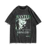 Anime Nika Luffy Washed Old Retro T-Shirt Short Sleeve