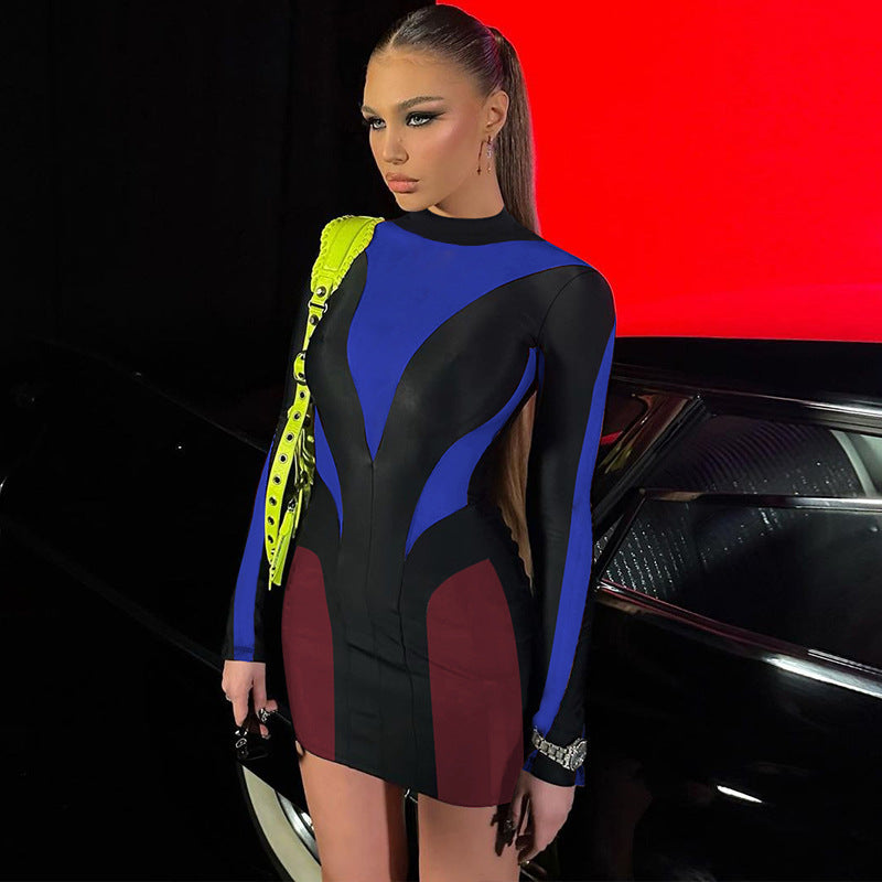Women Dresses Winter Slim Fit round Neck Long Sleeves Sheath Dress