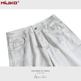MIJKO Mens Vintage Pants Ripped Ripped Straight Jeans
