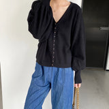 Women's Cardigan Sweater Autumn Loose V-neck Women's Coat Top 8t8238