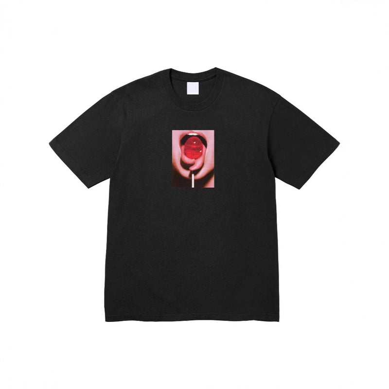 Mens T-shirts 24FW Lollipop Tongue Crew Neck Short Sleeve T-shirts Cotton