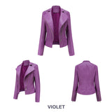 Red Leather Jacket Beaded Leather Women's Long Sleeve Lapel Motorcycle Clothing