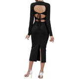 Women Dress Autumn Winter Sexy Sheath Tight Dress Hollow Dress