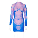 Women Dresses Spring Slim-Fitting round Neck Sheath Long Sleeve Dress