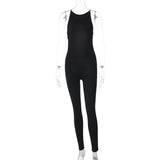Women Jumpsuit Winter Sexy Backless Slim Fit Solid Color Jumpsuit