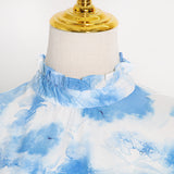 Women Dresses Summer Stand Collar Tie-Dye Dress (Qymy0409)