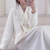 Women Knitwear Autumn and Winter V-neck Tassel Loose Knitted Cardigan
