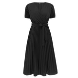 Women Date Dress Summer Puff Sleeve Dress V-neck Dress