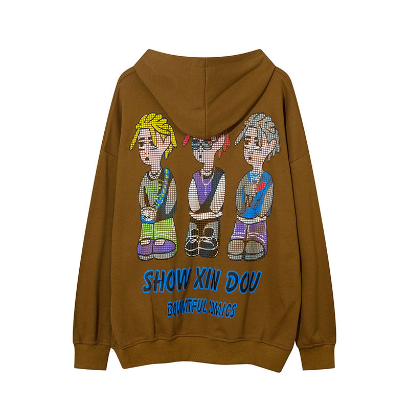 Men Hoodie Retro Cartoon Hooded Sweatshirt Men and Women