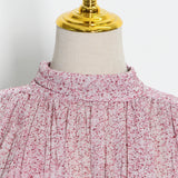 Women Dresses Chiffon Skirt Spring Stand Collar Pleated Loose Dress (Qymy0409)