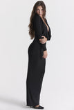 Women Dresses Sexy Slit Pleated Dress (Bla0420)