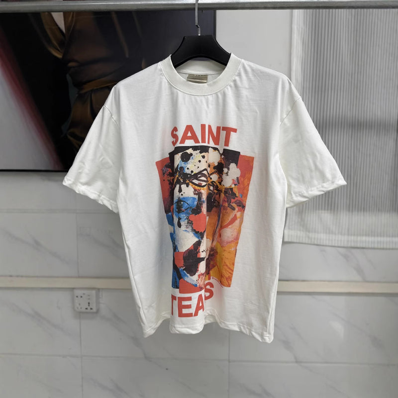 Mens T-shirts SAINT MICHAEL DENIMTEARS printed vintage short sleeves