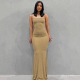 Women Dresses Casual Sleeveless Slim Fit Camisole Dress (Bla0420)