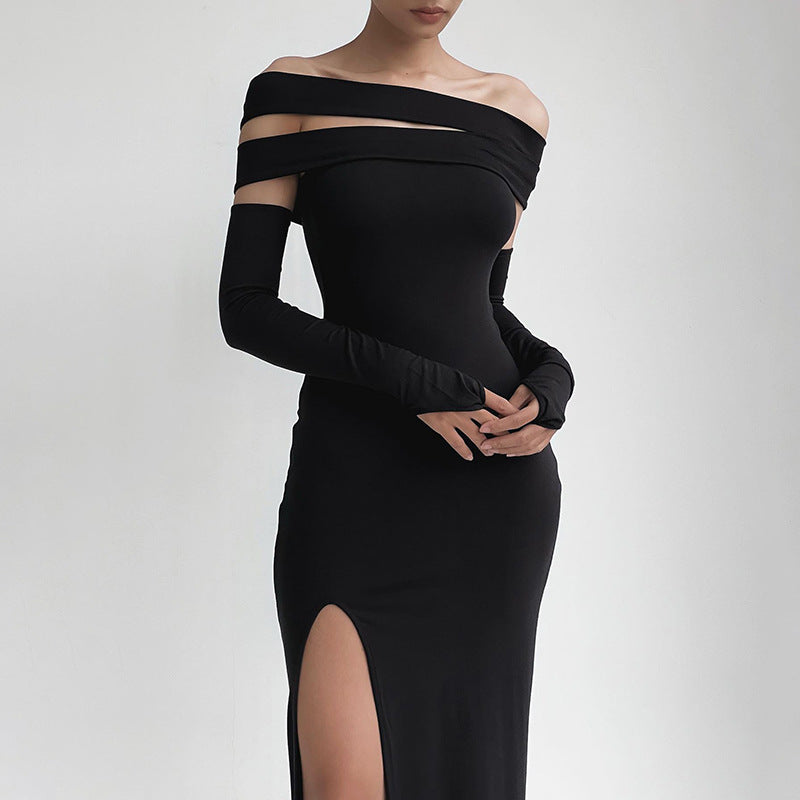 Women Dresses Autumn Sexy Hollow-out Split Dress
