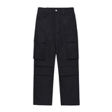 Men Sweatpants Multi-Pocket Cargo Pants Straight-Leg Trousers