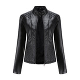 Red Leather Jacket Autumn and Winter Leisure Leather Motorcycle Jacket