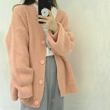 Women Knitwear Fall/Winter V-neck Sweater Coat Loose Knitted Cardigan