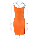 Women Dresses Summer Sexy Backless Slim Fit Split Dress