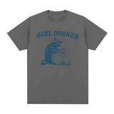 Girl Dinner Funny Cute Raccoon Graphics Tee Shirt for Men